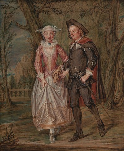 Liefhebbers in een park door Marcellus Laroon the Younger